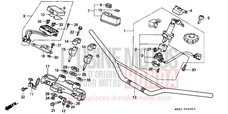 ROHRGRIFF/OBERE BRUECKE von Africa Twin SHASTA WHITE (NH138H) von 1989